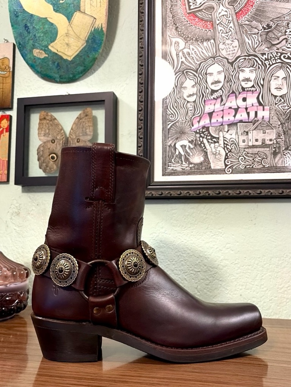 🌵BRAND NEW Frye 8R Biker Boots w/ Custom Concho Harnesses🌵